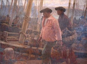 unknow artist Henri Royer Pecheurs cote basque Spain oil painting art